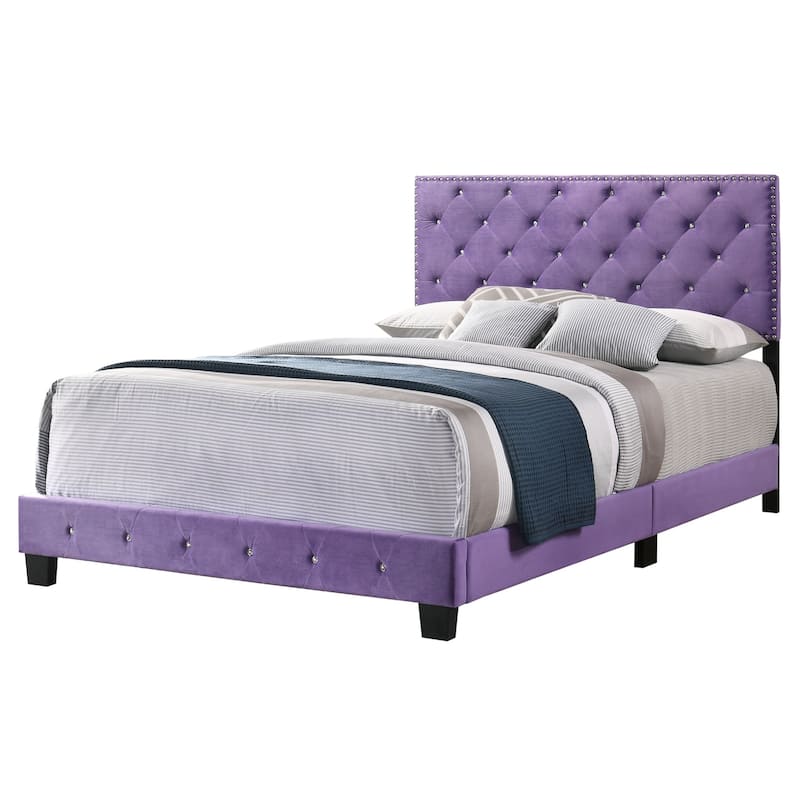 Purple Queen Bed with Vibrant Finish, Spacious Frame and Sturdy Construction for Stylish Modern Bedroom Comfort
