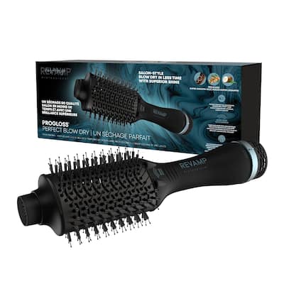 Revamp Progloss Perfect Blow Dry Volume & Shine Hot Air Styler, Hair Dryer Brush for Wet/Dry Styling, Auto-Off & 9' Swivel Cord