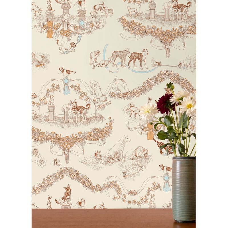 Rachel Antonoff Orange Worst in Show Peel Stick Wallpaper