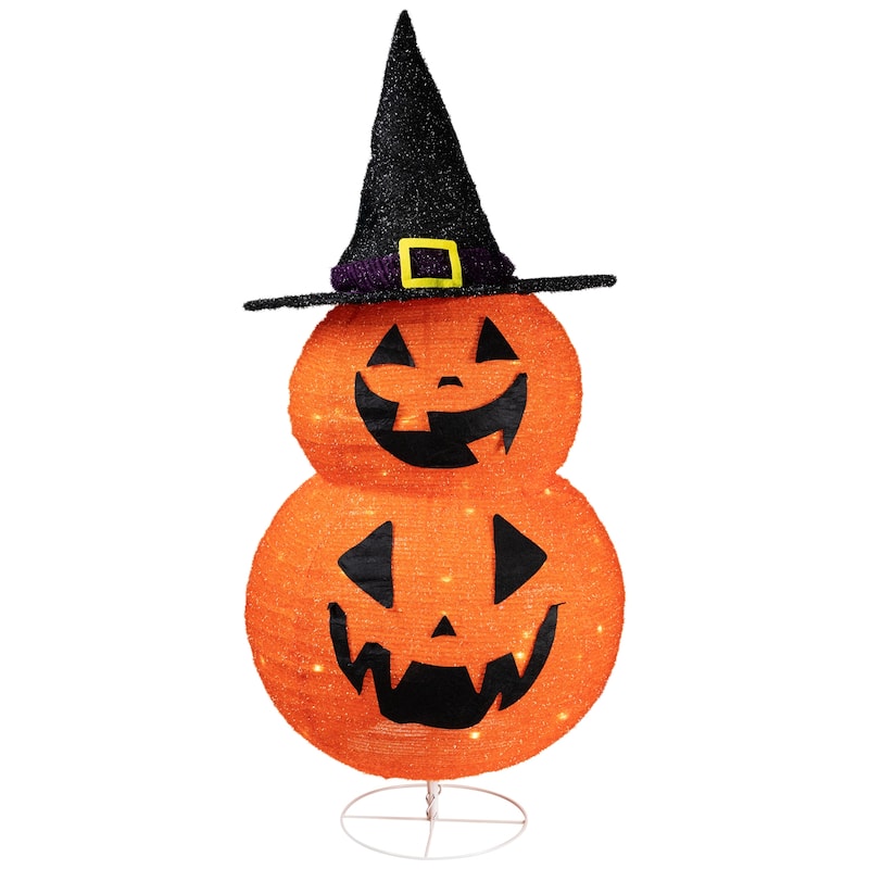 34" Pop-up Jack-O-Lanterns Witch's Hat Outdoor Halloween Decoration