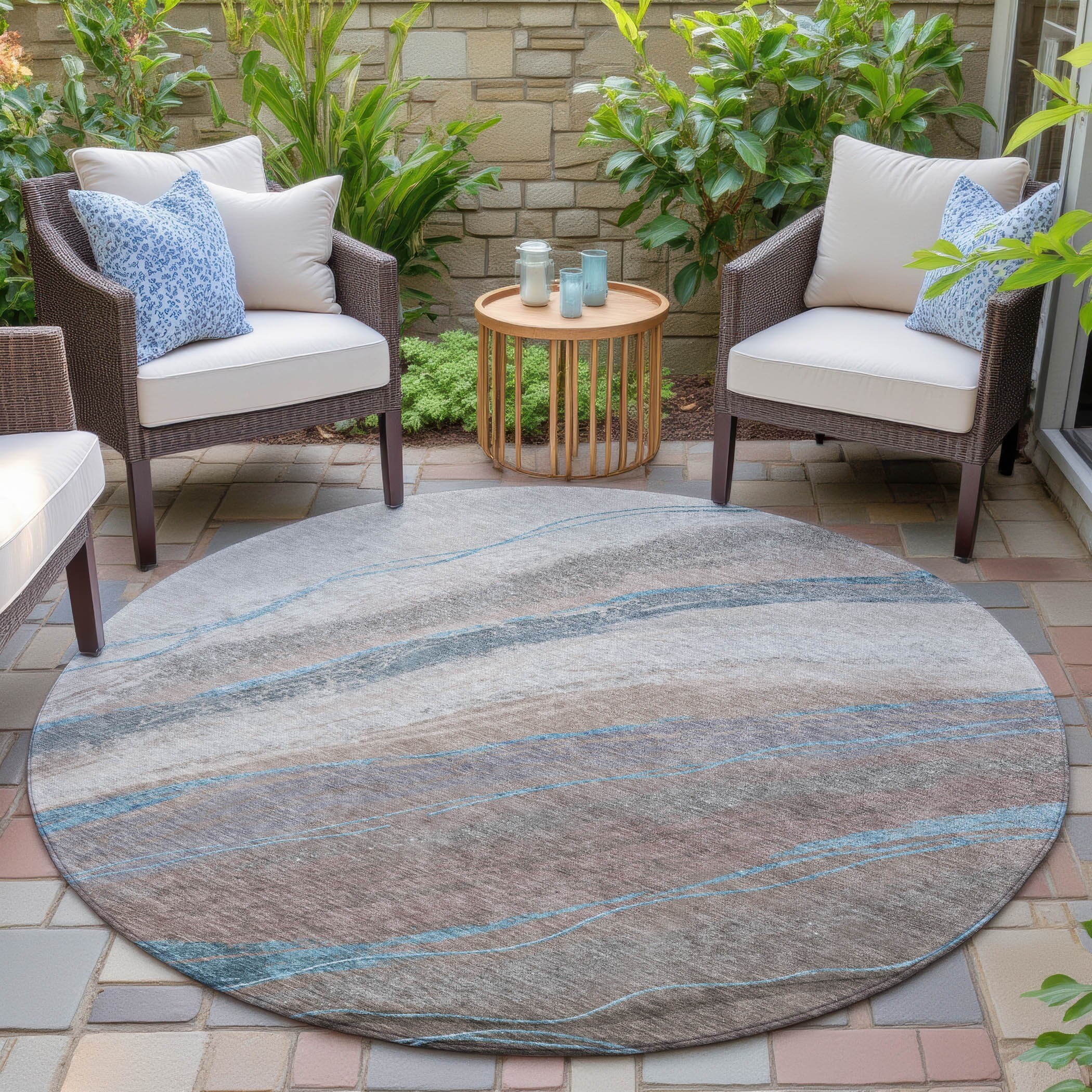Machine Washable Indoor/Outdoor Modern Contemporary Chantille Rug