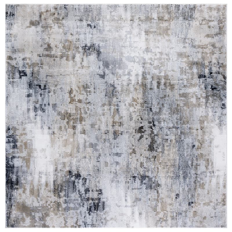 SAFAVIEH Slate Pauline Modern Abstract Rug - Grey/Brown Ivory - 6'7" Square