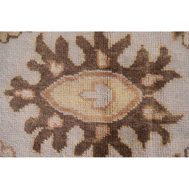 Hand Knotted Oriental 100% Wool Carpet Transitional Geometric Greys & Charcoal Oushak Area Rug - 11' 10'' X 9' 0''