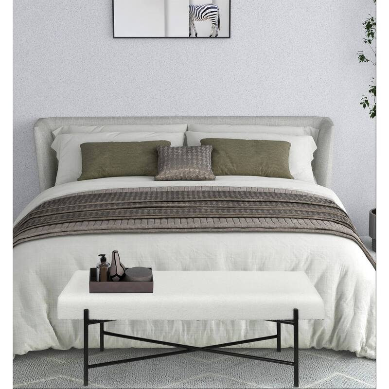 Cushion Top Entryway Bench - 47" - White and Black