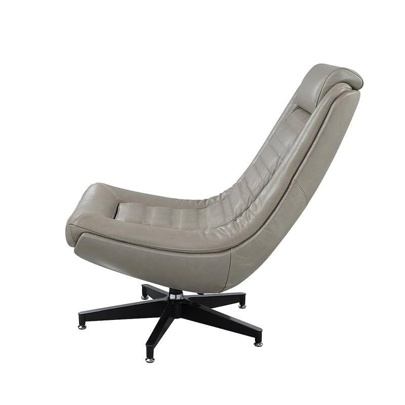 Top Grain Leather Accent Chair with 360 Degree Swivel in Twilight