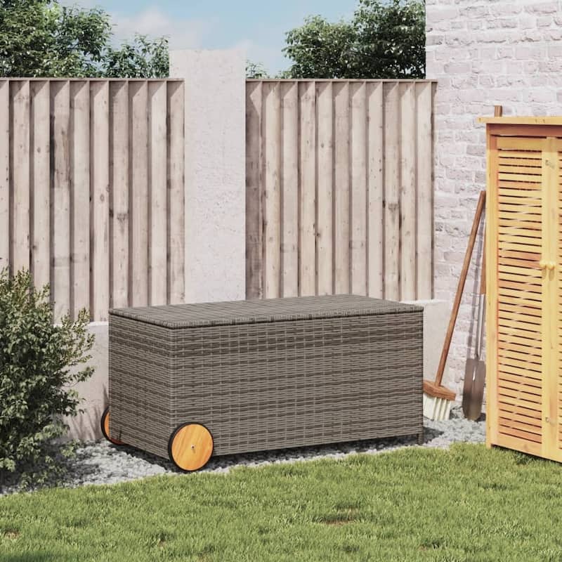 vidaXL Patio Storage Box Poly Rattan 70.9"x35.4"x27.6" Gray