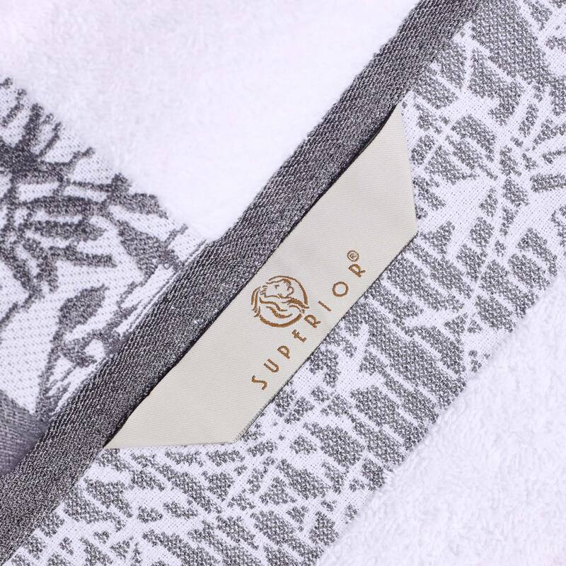 Superior Wisteria Cotton Floral Jacquard Border Bath Towel Set