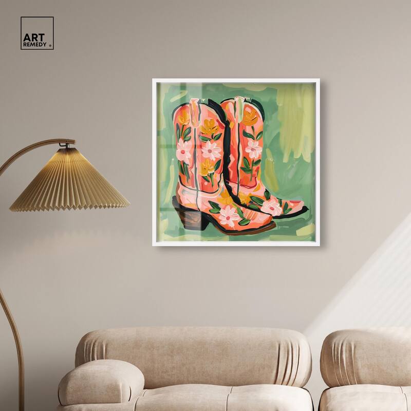 Wildflower Cowboy Boots Shadowbox by Art Remedy