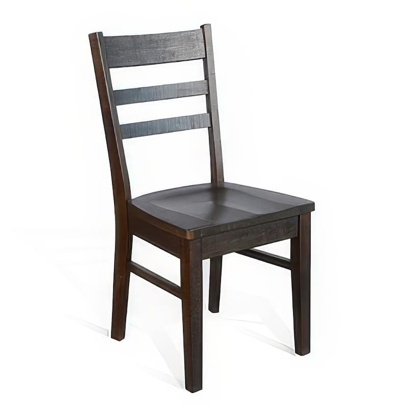 Flint Dining Chair Set of 2, Ladderback Design, Dark Brown Mahogany