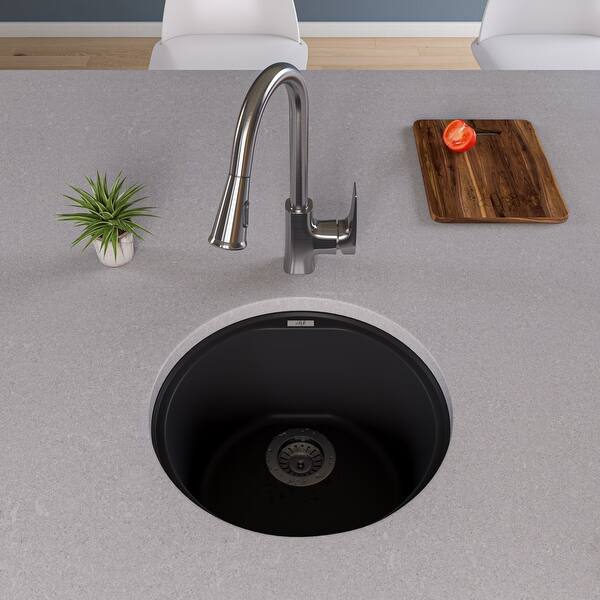 Alfi Black Granite Composite 17-inch Round Undermount Kitchen ...
