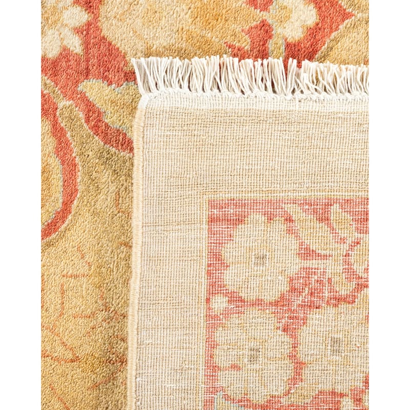 Overton Hand Knotted Wool Vintage Inspired Traditional Mogul Yellow Area Rug - 12' 2" x 17' 6"