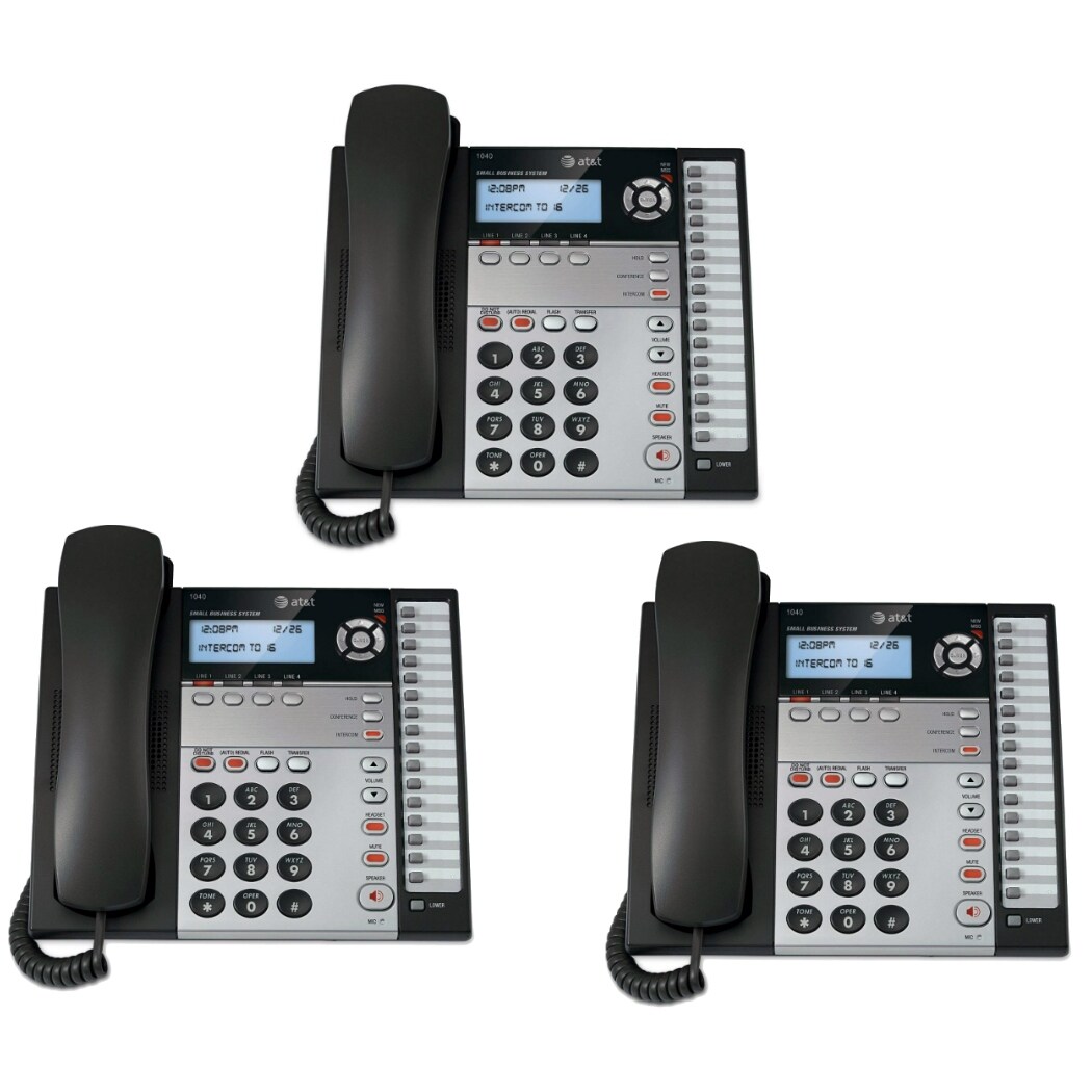 Shop At T 1040 Office Package 4 Line Corded Phone With 4 Line Lcd Display 3 Pack New Overstock 15387520