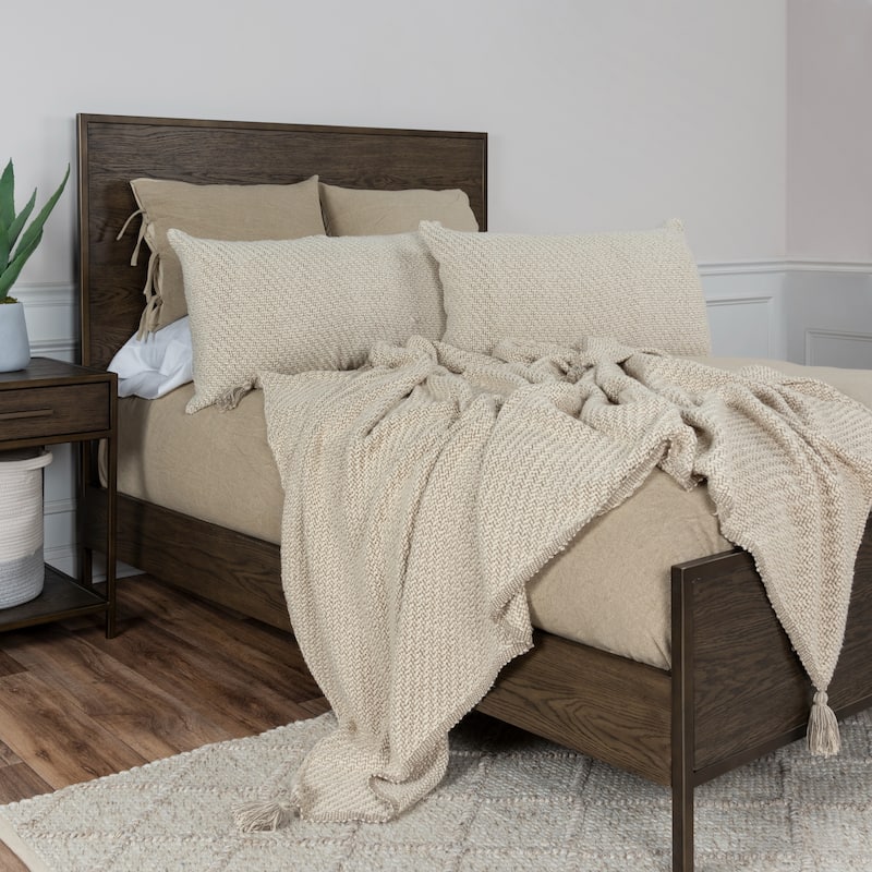 Donny Osmond Hand Loomed Wedding Blanket in Taupe, 3 Piece Set