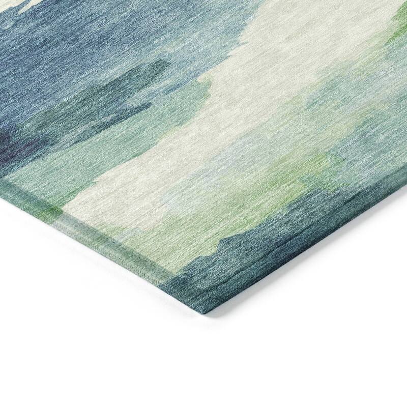 Machine Washable Indoor/ Outdoor Abstract Watercolor Chantille Rug