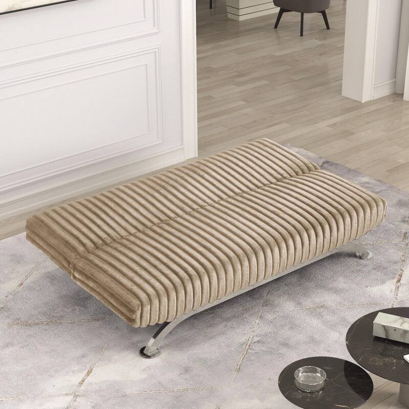Furniture of America Draper II Modern Chenille Channel Tufted Fabric Futon Sofa Bed