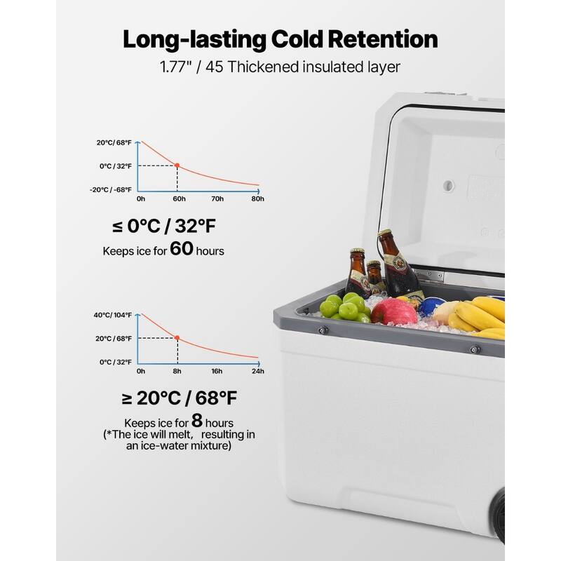 Portable Insulated Cooler with Wheels & Cup Holder for Outdoors