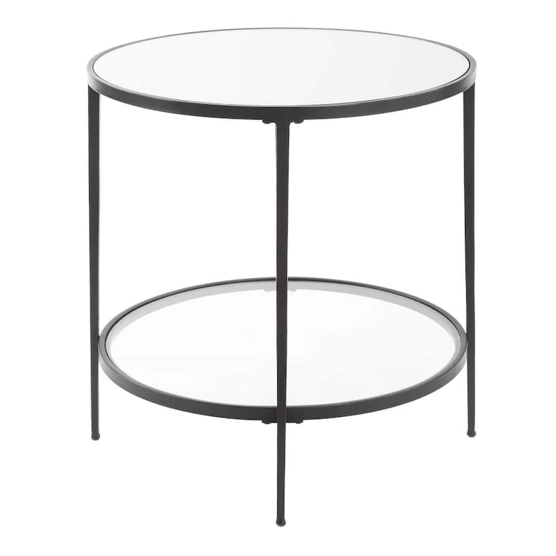 Silver Orchid Iron Black Round End Table
