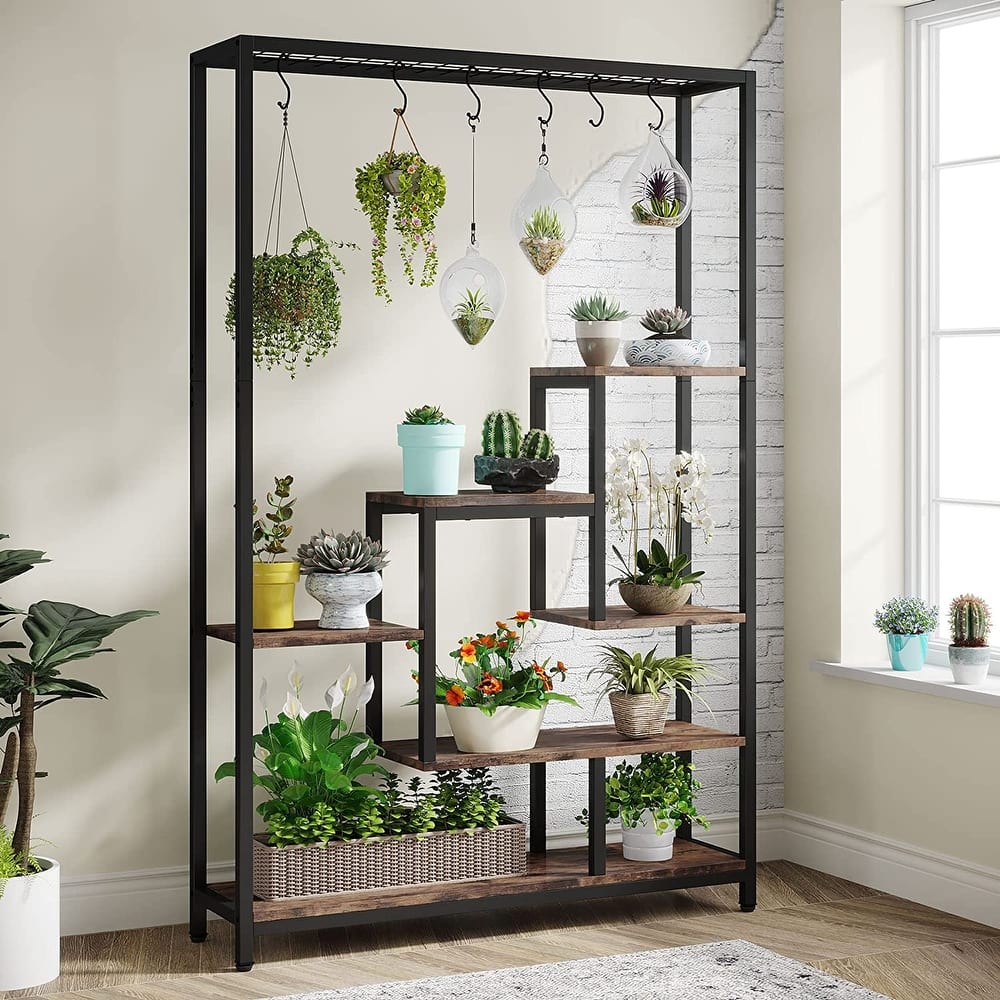 70.9 Inches Tall Indoor Plant Stand with 10PC S Hanging Hooks