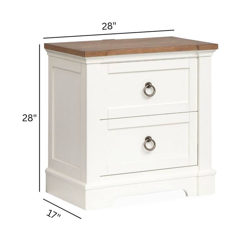 Magnussen Home Kingston Whisper White and Cerused Nutmeg Drawer Nightstand