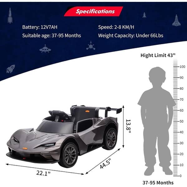 dimension image slide 2 of 3, Kids Ride On Car, Licensed KTM 12V Electric Sports Car