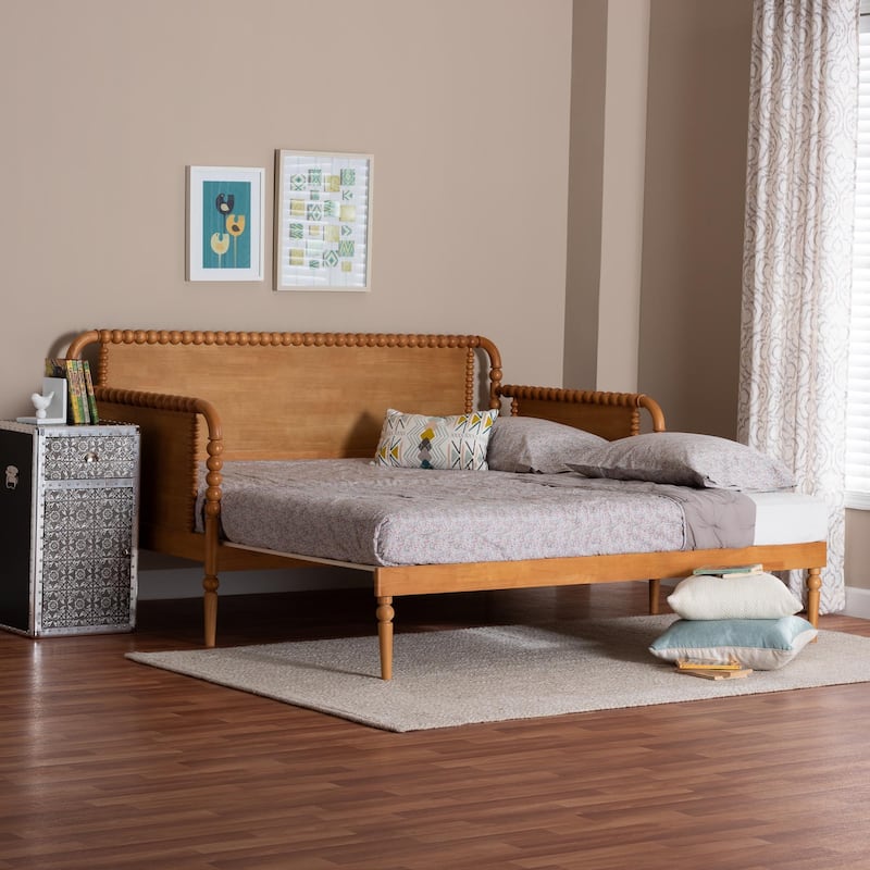 Lucera Bobbin Twin-To-King Expandable Daybed - Wood Bed Frame with Turned Spindle Detailing, Classic Style Sofa Bed