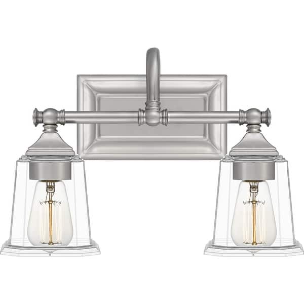 slide 2 of 6, Nicholas 2-Light Bathroom Vanity Light in Brushed Nickel