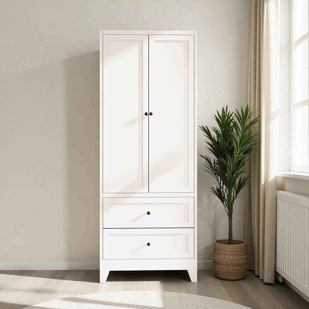 72" Tall Steel Kitchen Pantry Storage Cabinet with 2 Drawers, Adjustable Shelves and Hooks, Freestanding Organizer