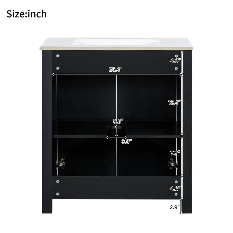 30" Rustic Bathroom Vanity with Ceramic Sink