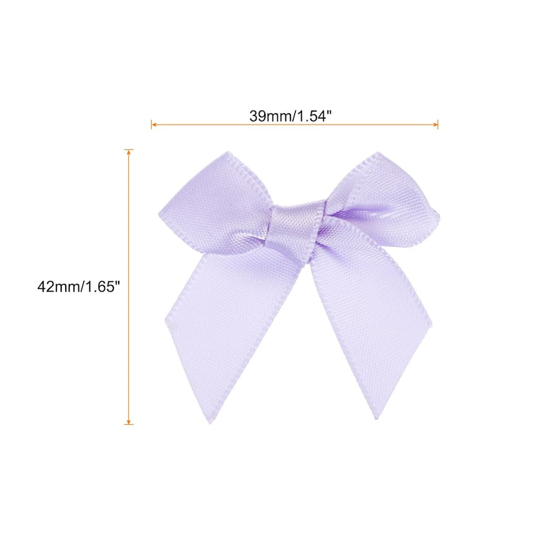 30Pcs Mini Ribbon Bow 1.5" Mini Fabric Satin Ribbon Flower Bows - Light Purple