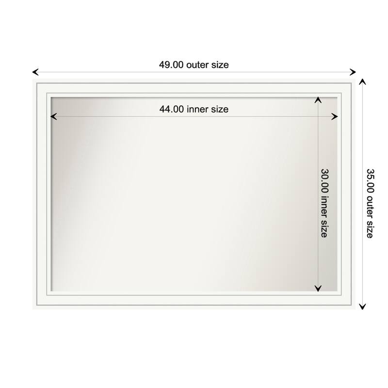 Craftsman White Framed Non-Beveled Custom Wall Mirror, Bathroom Vanity Mirror - Outer Size: 49 x 35