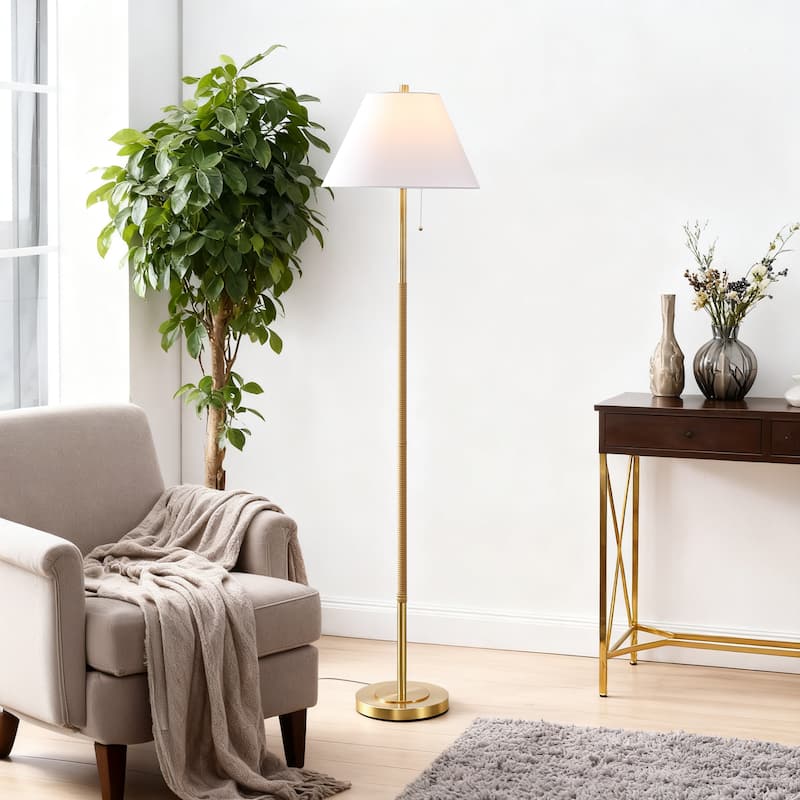 SAFAVIEH Lighting Christin, 68-inch, Metal/Rattan Floor Lamp - 17"W x 17"D x 68"H