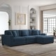 preview thumbnail 113 of 132, 118" W Corduroy L-shape Modular Sectional Sofa with Pillows Navy - Right Facing