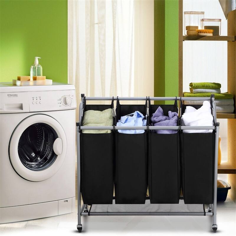 Laundry Sorter Cart 4 Bag Classics Rolling Laundry Hamper - 37.6"L x 15.2"W x 32.7"H