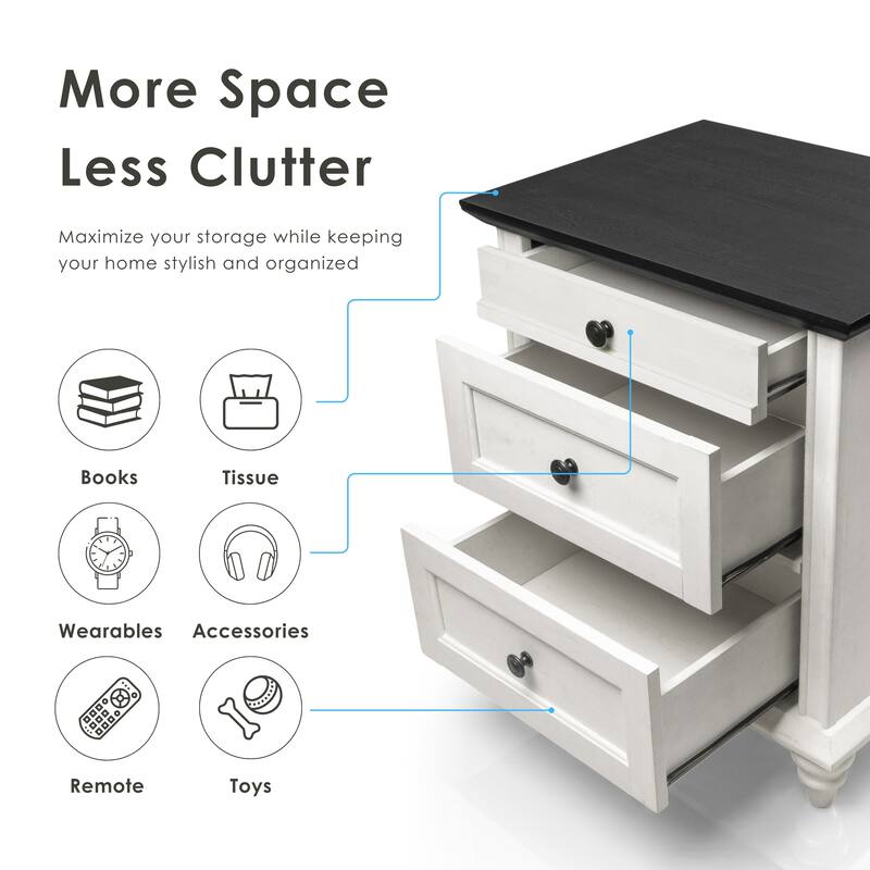 247 Shop At Home Lane Classic Traditional 3-Drawer Nightstand