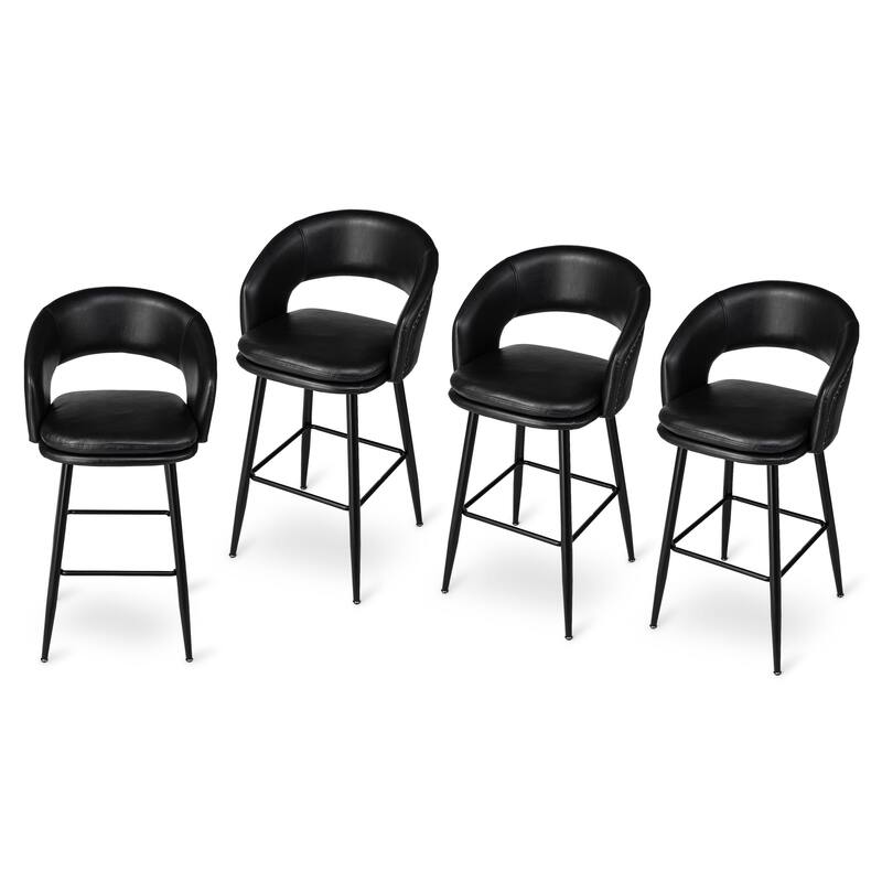 Glitzhome Set of 4 PU Leather Upholstered Swivel Counter or Bar Stools Pub/ Bar Chairs
