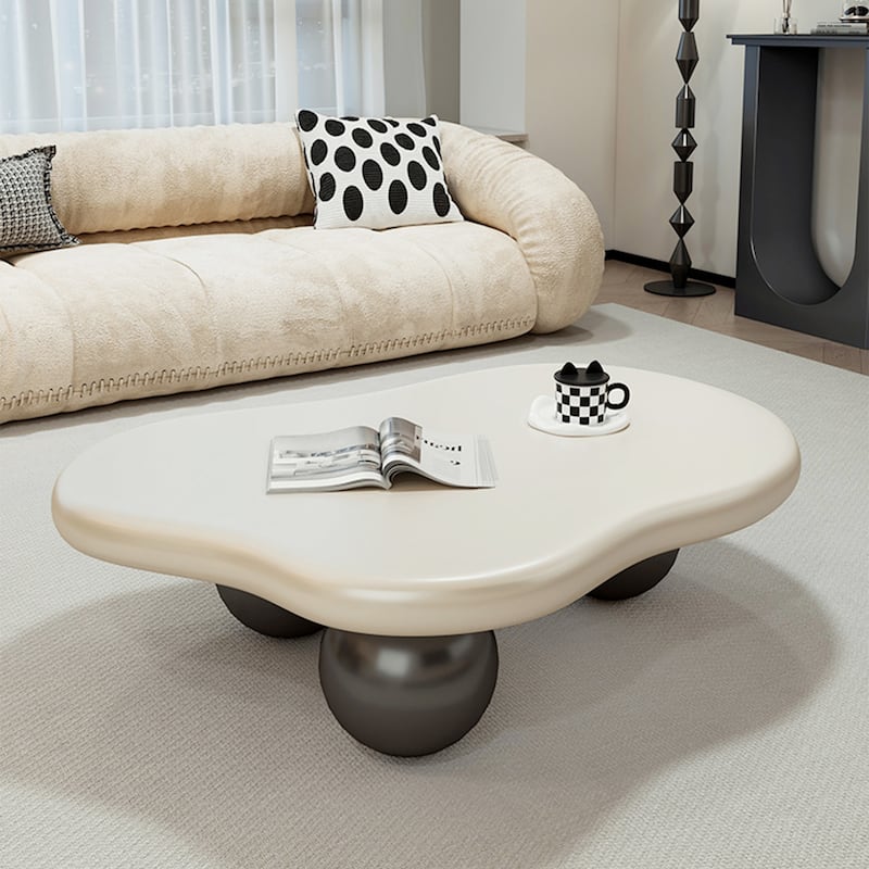 48" Modern Coffee Table, Cloud Shaped, Wood