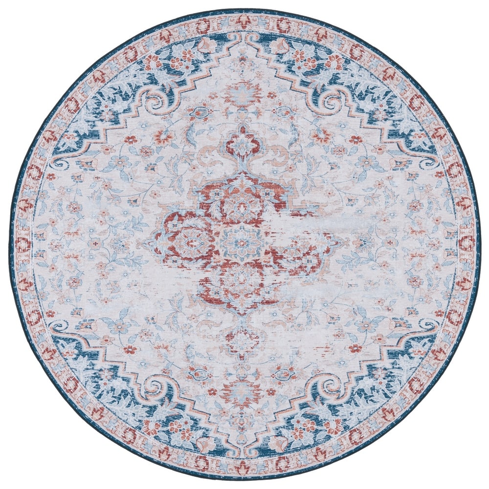 SAFAVIEH Tucson Machine Washable Slip Resistant Harmanda Oriental Medallion