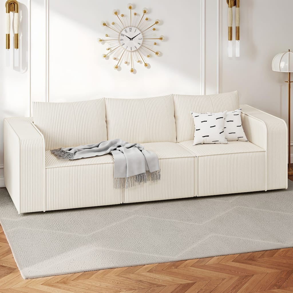 Moasis Multi-seat(3/4/5 seats) Corduroy Sectional Sofa Modular Couch Sofa Upholstered Convertible Modular Sofa