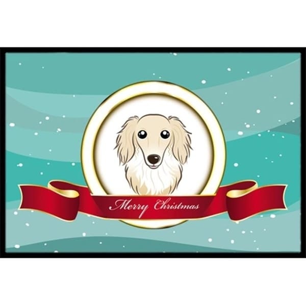 Carolines Treasures BB1522MAT Longhair Creme Dachshund Merry Christmas Indoor & Outdoor Mat 18 x 27 in.