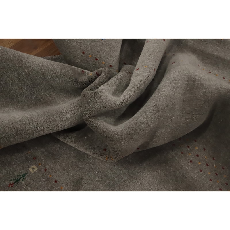 Hand Knotted Oriental 100% Wool Carpet Tribal Animal Pictorial Greys & Charcoal Gabbeh Area Rug - 8' 0'' X 6' 0''