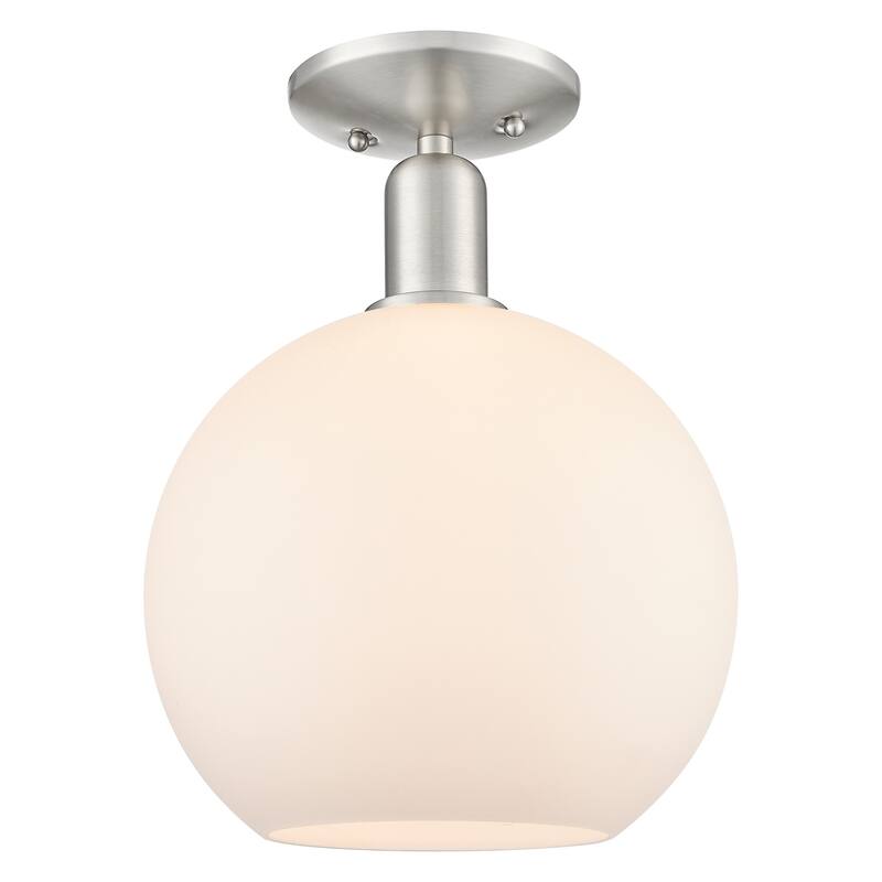 Innovations Lighting 716-1C-14-10 Athens Semi-Flush Athens 10" Wide - Brushed Satin Nickel / Matte White