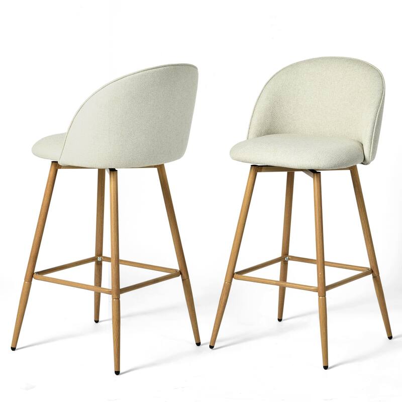 Homy Casa Upholstered Counter Stools with Curved Back and Metal Legs for Kitchen Islands,Breakfast Bars
