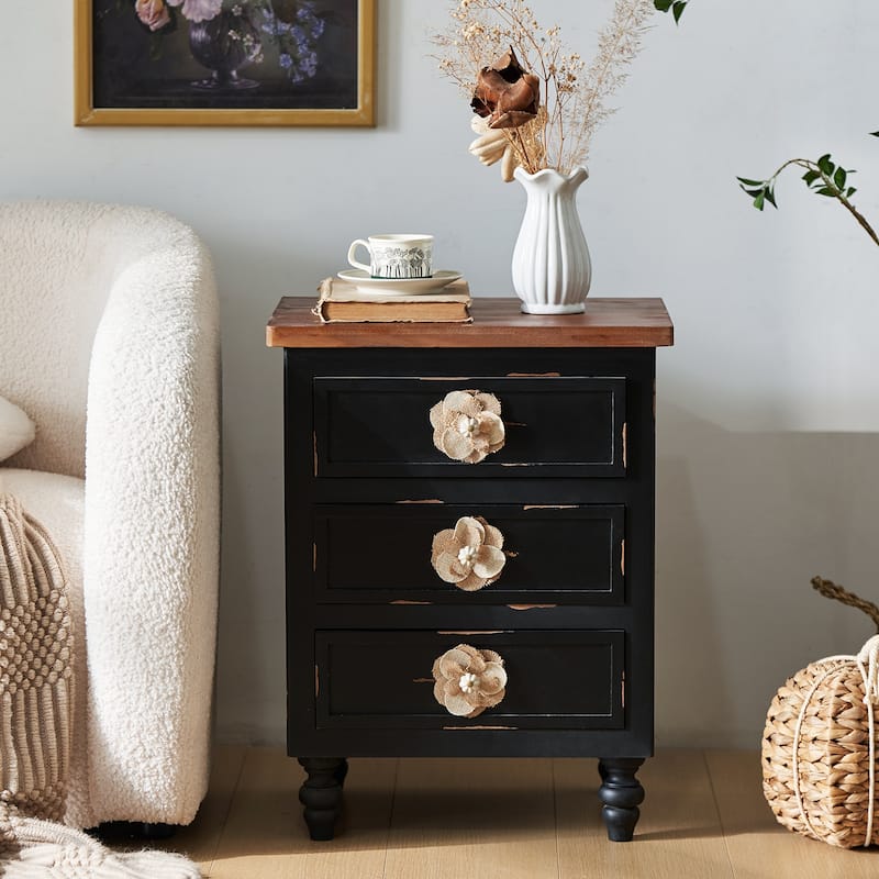 Vintage Nightstand with 3 Drawers