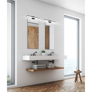 Eglo LED Bath / Vanity Light w/ Matte Black Finish and Satin Acrylic Shade