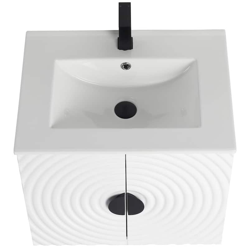 Pellabay Modern Bathroom Vanity with Fluted Circular Doors - Sink Included