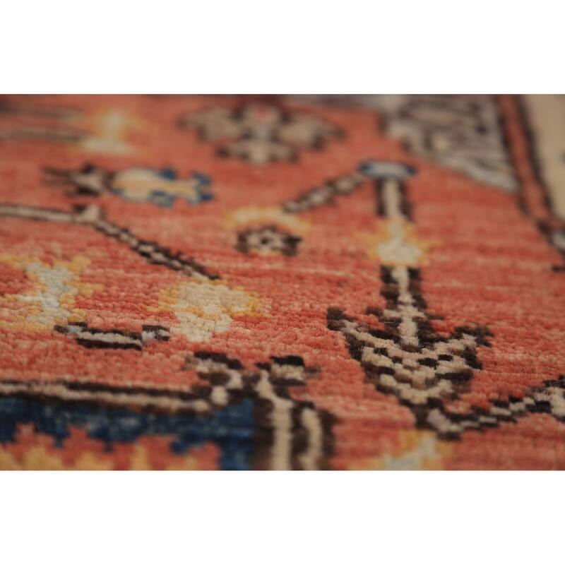 Orange Heriz Serapi Vegetable Dye Accent Rug Handmade Wool Carpet - 3'2"x 4'8"
