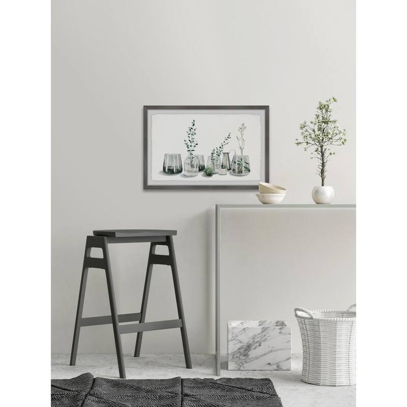 Modern Wall Art Print - Framed Greenery Painting for Home Decor