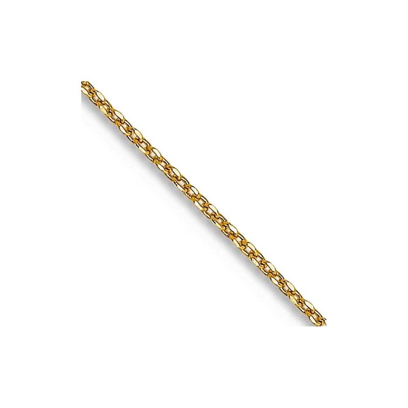 Curata 10k Yellow Gold 0.6mm Diamond Cut Cable Chain Necklace for Women
