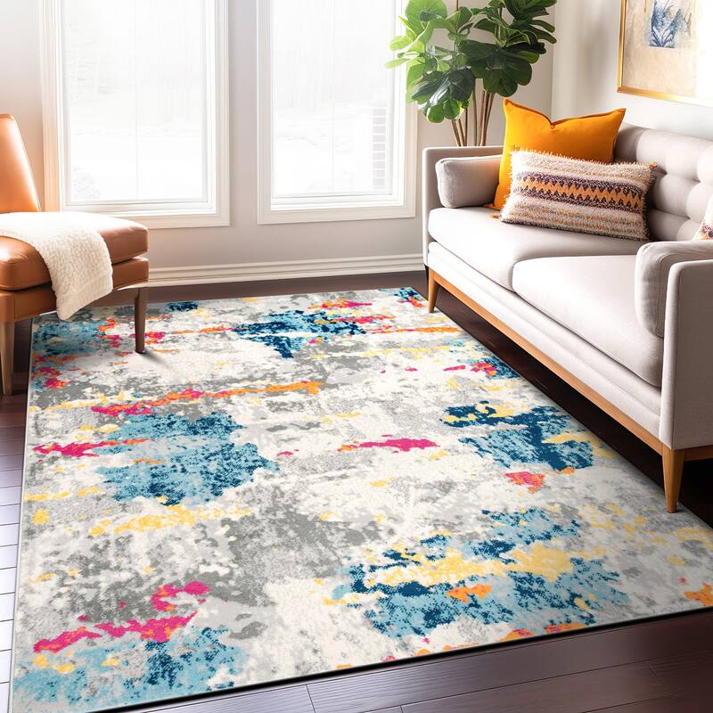 Porch & Den Tanoak Distressed Abstract Pattern Area Rug - 7' 10" x 10' - Multi - Runner/Rectangle