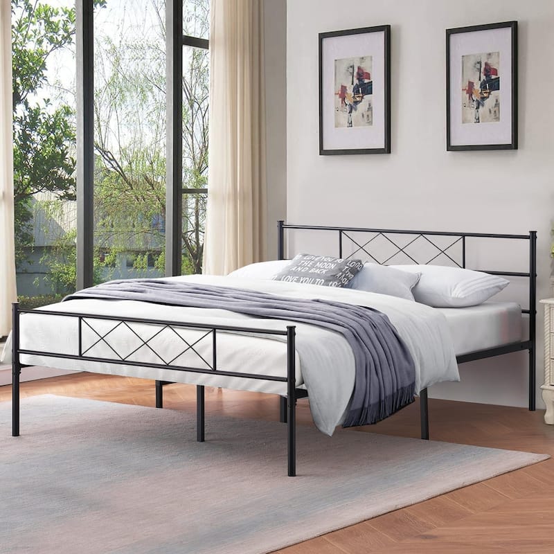VECELO Modern Premium Metal Platform Bed Frames, Twin/Full/Queen Size Bed, Student apartment Beds